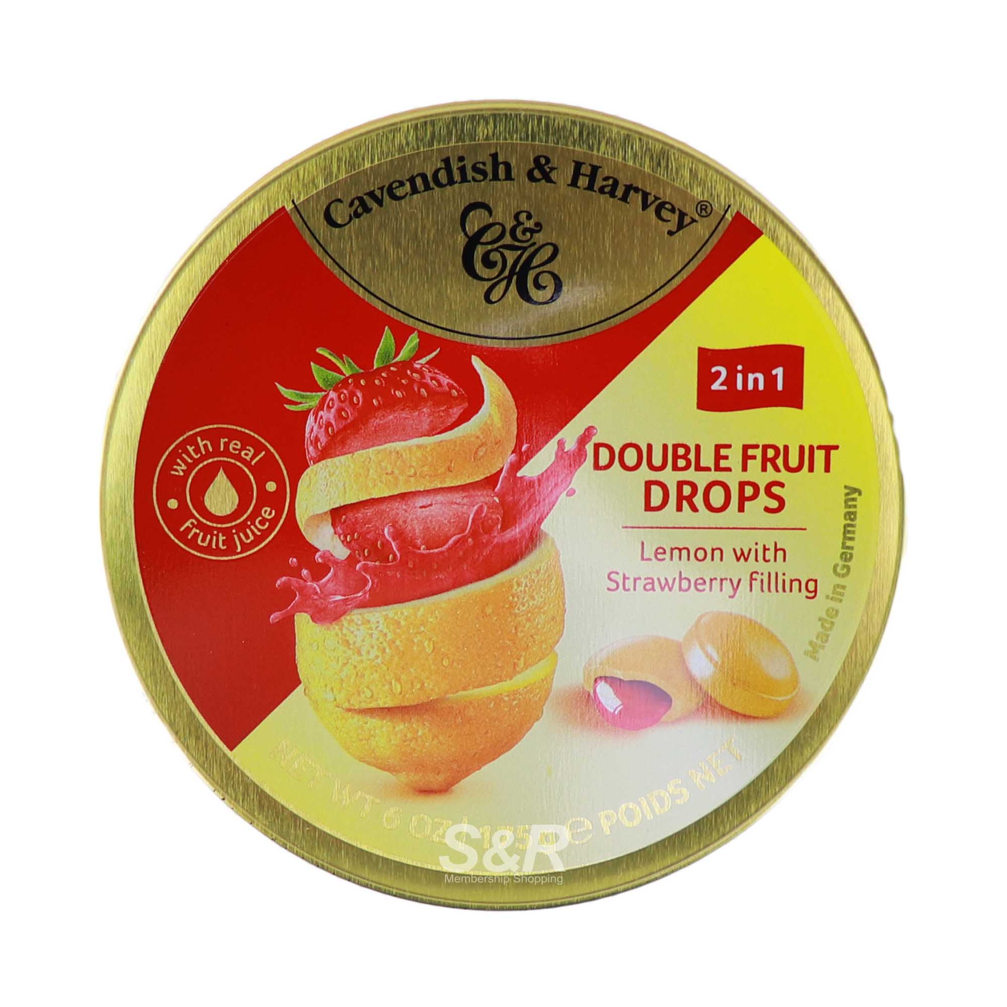 Cavendish & Harvey Double Fruit Drops Lemon with Strawberry Filling 175g